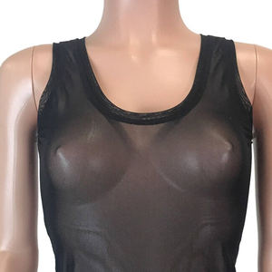 เสื้อกล้ามผู้หญิงตาข่ายโพลีเอสเตอร์ระบายอากาศได้ดี100% ฤดูร้อนเสื้อกล้ามแขนกุดเสื้อคอสี่เหลี่ยมใส - Product Image 5