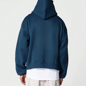 Pull à capuche surdimensionné pour hommes avec logo personnalisé, manches longues sans ficelles, coupe ample, avec poche, teint uni, haute qualité - Product Image 2