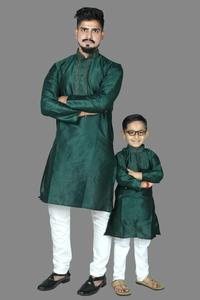 Père et fils jaunes assortis Readymade Kurta avec pyjama - Product Image 3