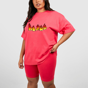 ชุดกางเกงขาสั้นผู้หญิงชุดกางเกงขาสั้นน้ำหนักเบาชุดเสื้อผ้าสตรีทแวร์ชุดสั้นโอเวอร์ไซส์เข้ารูปคอลเลกชัน2025ยอดนิยมติดป้ายได้ตามต้องการ - Product Image 1