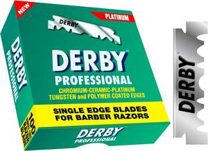 Lames de rasoir à lame simple Derby Professional, lot de 100, en acier inoxydable, recharges pour rasoir droit, vente en gros pour barbiers - Product Image 3