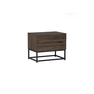 Functional 2-Drawer Metal Frame CAPRI Side <b>Table</b> for Modern Apartment Storage and Wide <b>Walnut</b> Colour Nightstand for Bedroom - Product Image 1