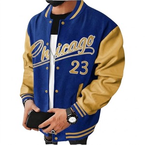 Chaqueta Bomber Varsity de Invierno para Hombre, con Letras Bordadas, Mangas en Contraste, Corte Holgado, Marca Privada - Product Image 1