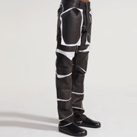 Pantalones de Hombre de Cuero Sintético, Ligeros, Casuales, a la Moda, Transpirables, Impermeables, Corte Recto, Ajuste Regular, Estilo Urbano