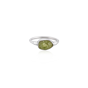 Rough Stone Jewelry Women's Ring Natural Peridot Raw Gemstone Birthstone Ring Party Jewelry 925 Sterling Silver Ring For Her - Product Image 1