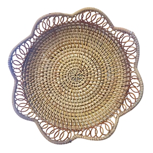 Vente en gros de plateau de service en bambou, plateau rond en rotin en bois au design mosaïque à un étage pour la décoration intérieure, premier choix OEM ODM Vietnam - Product Image 1