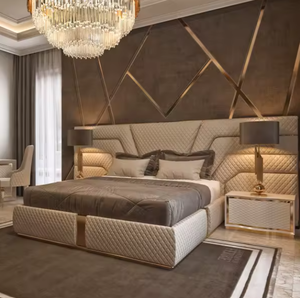Luxury Modern Geometric Crystal Chandelier Pendant <b>Light</b> Adjustable Height Eye-Caring <b>LED</b> Gold Finish for Bedroom Living Hotel - Product Image 2