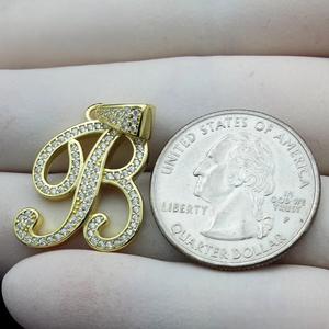 Pendentif en forme de lettre B, pendentif en diamant moissanite sans chaîne, argent sterling 925, pendentif glacé, cadeau d'anniversaire - Product Image 2