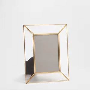 Luxury Handcrafted Gold Metal Framed <b>Glass</b> <b>Photo</b> <b>Frame</b> Double Table Top for Displaying Two Pictures Gold Decorative Accent - Product Image 5