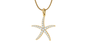 Pendentif étoile de mer en or 14 carats et diamants naturels certifiés IGI pour femmes, pour toutes les occasions - Product Image 3