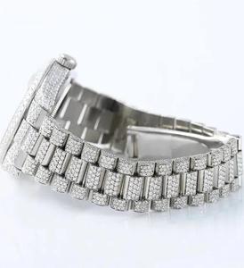 New Arrival Ultra Luxurious Moissanite Diamond <b>Watch</b> Premium Roman Dial High Quality Stainless Steel <b>Case</b> Band Featuring Day - Product Image 5