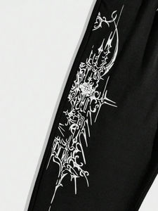 Joggers de algodón con serigrafía de diseño personalizado, estilo holgado con comodidad, piernas anchas, ligero, cintura media, estilo informal - Product Image 4