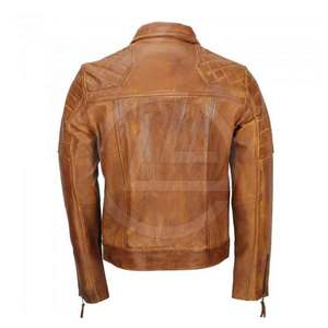 Chaqueta de motocicleta de moda para hombres en chaqueta de cuero ligero de cuero real para hombres con ajuste casual - Product Image 2