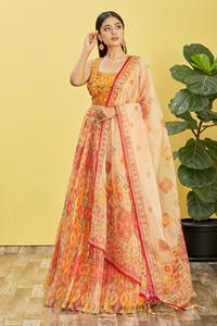 Entièrement cousu prêt à porter Lehenga Choli tenue de mariée et de fête indienne avec Dupatta brodé - Product Image 5