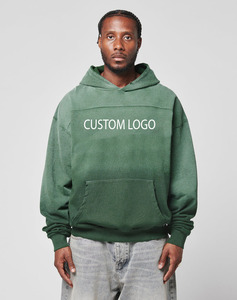 Logo personnalisé surdimensionné vintage lavage à l'acide 100% coton éponge française 500GSM Heavy Boxy Distressed Hoodies avec Sun Fade - Product Image 1
