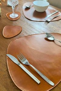 Top Selling Leather Mats and Pads Brown Color and Top Quality Factory Support Customized Size <b>square</b> Leather Table Ware - Product Image 5