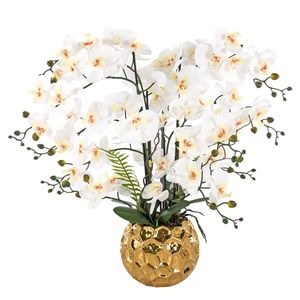 Florero de Metal de aspecto elegante, jarrón de boda para decoración, jarrón de lujo antiguo para dormitorio, sala de estar y decoración de jardín, redondo chapado en oro - Product Image 6
