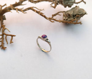 Trendy 925 Silver <b>Purple</b> Copper Turquoise Flower Pattern Engagement Wedding Rings for Women Handmade Bezel Setting Diamond Inlay - Product Image 3