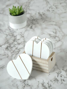 ชุดที่รองแก้วไม้หินอ่อนสำหรับชาและกาแฟเครื่องดื่มที่รองแก้วลายหินอ่อนวอลนัทสำหรับบาร์บ้าน - Product Image 2