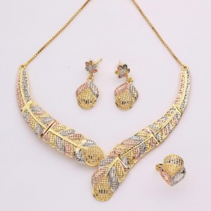 Conjunto de joyería de moda de 3 tonos para mujer Ortodoxa Moderna, collares de cadena con chapado tricolor de latón para aniversario - Product Image 1