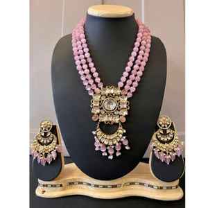 ชุดเครื่องประดับเจ้าสาวสไตล์อินเดียบอลลีวูดแบบดั้งเดิมชุดเซอร์คอนชุบทองคำขาวต่างหูสำหรับงานปาร์ตี้ - Product Image 1