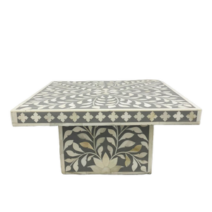 Luxury Bone & Mother of Pearl Inlay Glass Cake Stand Indian Handmade Bone Inlay Cake Stand Floral Cake Stand/Chocolate - Product Image 2