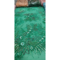 Tela Verde de Lujo con Bordado 3D y Cuentas Hechas a Mano para Vestidos de Diseñador y Trajes de Fiesta para Mujer