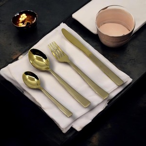 Top vente 24 pièces couverts de mariage ensemble Cube d'eau conception acier inoxydable plaqué or boîte bleue 6 parties différentes - Product Image 3