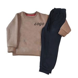 Premium 100% algodón niños sudadera Jogger conjuntos personalizados de talla grande patrón sólido chándal para la primavera - Product Image 4