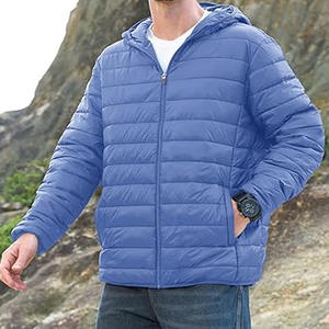 Veste d'hiver épaisse et chaude de couleur unie pour homme, en gros, avec logo personnalisé, veste matelassée - Product Image 3