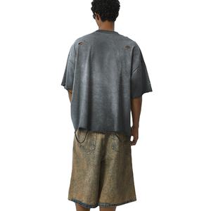 เสื้อยืดแนวสตรีทแวร์ของผู้ชาย240กรัมเสื้อยืดวินเทจแบบไม่เปียกเสื้อ100% สไตล์ฮิปฮอปขนาดใหญ่พิเศษสั่งติดป้ายได้ตามต้องการ - Product Image 2