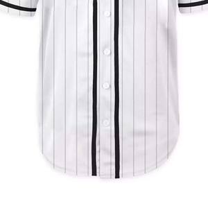 Vêtements de sport à rayures de couleur blanche Vêtements de baseball et de softball Chemises en jersey avec boutons en polyester de qualité supérieure - Product Image 5