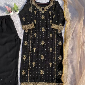 PRECIOSO TOP Y PENT CON DUPATTA CON MOTTI TRABAJO HECHO A MANO - Product Image 1