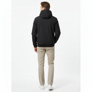 Chaqueta deportiva Softshell de invierno de diseño 2024 de alta calidad para hombre, cortavientos informal con cremallera, larga, fina, teñida, impermeable, con capucha alta - Product Image 3