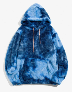 Venta al por mayor de encargo de alta calidad 100% algodón Tie Dye moda sudaderas con capucha hombres canguro bolsillo Tie Dye piel sintética mullidas sudaderas con capucha hombres - Product Image 4
