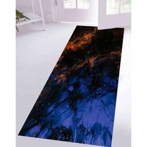 Alfombra Abstracta de Mármol: Azul Oscuro y Naranja, Decoración de Arte Moderno, con Pelo Suave - Product Image 4