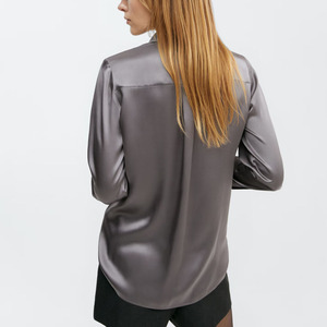 Camisa de Satén de Seda para Hombre, Blusa Formal de Manga Larga, Transpirable, Fluorescente Reflectante, Informal - Product Image 5