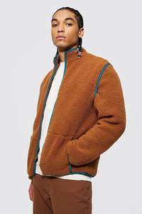 Veste en polaire sherpa à manches amovibles pour homme avec col montant et fermeture éclair, coupe-vent, respirante, écologique - Product Image 3