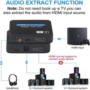 Adaptateur <span class=keywords><strong>convertisseur</strong></span> extracteur audio 4K 60Hz <span class=keywords><strong>HDMI</strong></span> 4K vers <span class=keywords><strong>HDMI</strong></span> <span class=keywords><strong>optique</strong></span> Toslink SPDIF + adaptateur <span class=keywords><strong>convertisseur</strong></span> de sortie audio 3.5mm PS5 PS4 - Product Image 3