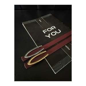 2-Piece Long Buckle Thin Women's Belt, <b>Jacket</b> Belt, Shirt Belt, Dress Belt - Burgundy-<b>Silver</b>-Gold - Product Image 2
