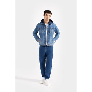 แจ็กเก็ตยีนส์สำหรับผู้ชายเสื้อแจ็กเก็ตยีนส์บุขนสัตว์แขนยาวโอเวอร์ไซส์สำหรับผู้ชายขี่รถจักรยานยนต์ - Product Image 3