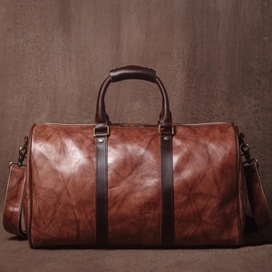 Bolsa de viaje de cuero auténtico personalizada de lujo con cremallera de etiqueta de nombre personalizada bolsa de viaje de lona con logotipo personalizado OEM para marca - Product Image 1