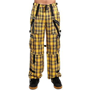 กางเกงพังก์สไตล์โกธิคสำหรับผู้ชาย ลายสก๊อตสีเหลืองตัดกับสายสีดำ แฟชั่นใหม่ 2026 - Product Image 1