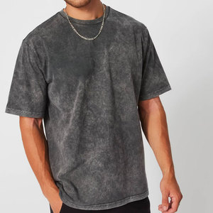 เสื้อยืดผ้าฝ้าย100% แอซิดสำหรับผู้ชายเสื้อคอกลมเข้ารูประบายอากาศได้ดีสไตล์วินเทจ - Product Image 3