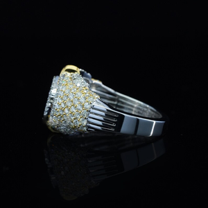 925 Sterling Silver VVS Moissanite Diamond Men's <b>Ring</b> Two Tone Accent Round Cluster Iced Out Hip Hop Luxury <b>Statement</b> <b>Ring</b> - Product Image 5