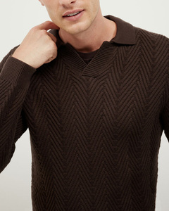 เสื้อถักขนแกะ100% สำหรับผู้ชายเสื้อสเวตเตอร์แบบสวมหัวเสื้อถักแบบสวมหัวเสื้อถักแบบพรีเมียมแขนยาวลำลองปรับแต่งโลโก้และลายปัก - Product Image 3