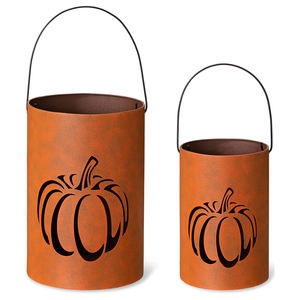 Haute qualité fait à la main argent fer porte-lumière Orange poudre enduit effrayant Halloween fête de noël Table décor pour la maison - Product Image 6