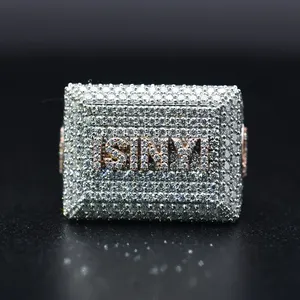 แหวนชื่อแชมป์สำหรับผู้ชายแหวนเงินฮิปฮอป925เพชรเย็นแบบกำหนดเอง - Product Image 4