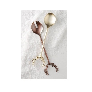 ชุดสลัดกวางเรนเดียร์2ชิ้นพร้อมเคลือบด้านสำหรับชุดเครื่องใช้บนโต๊ะอาหารของโรงแรมเคลือบด้วยแลคเกอร์และทองแดงโบราณสำหรับบ้าน - Product Image 1