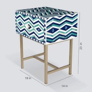 Table de chevet en bois massif Djvu avec incrustation d'os Meubles de chambre à coucher élégants - Product Image 2